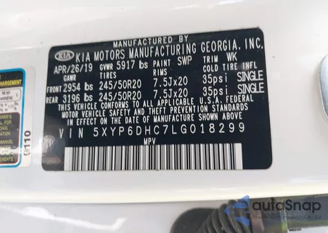 2020 Kia Telluride S z USA, uszkodzony, nr VIN 5XYP6DHC7LG018299